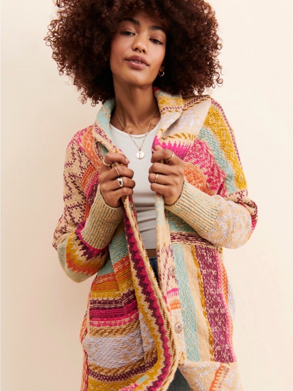 Anthropologie brand Pilcro Multicolor Patchwork Open-FrontCardigan Sweater